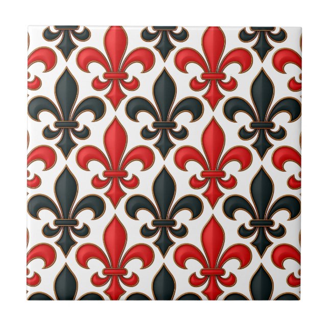 Design de padrão do Red Black Barroco Fleur-de-lis (Frente)