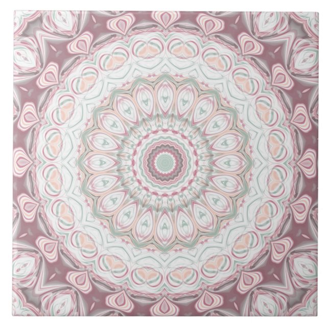 Design de Padrão Mandala Rosa e Verde Menta (Frente)