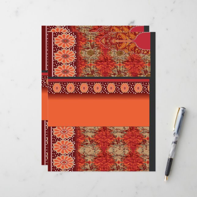 design de padrão vermelho e dourado (Frente/Verso In Situ)