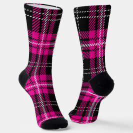 Design de padrão xadrez escocês rosa e preto