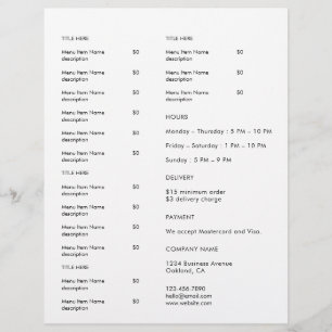 Design de Panfleto de Menu de Catering com Logotip