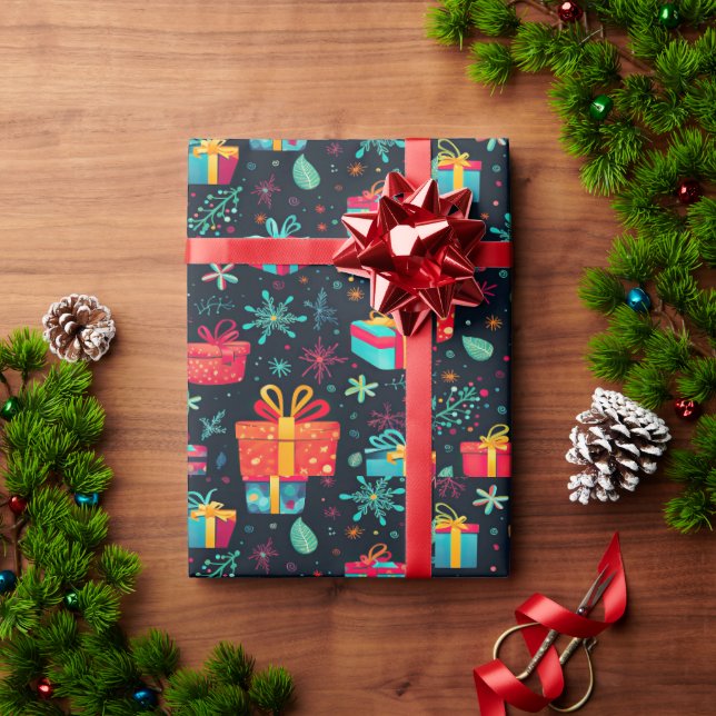 Design de papel de embrulho de Natal colorido (Presente de Natal)