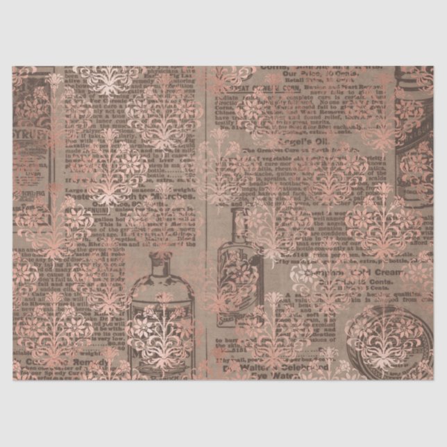 Design de papel Dourado Ephemera Rosa 6 (Frente )