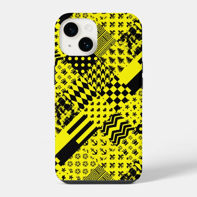 Design de Patchwork de Padrões Mistos Amarelo Pret (Verso)