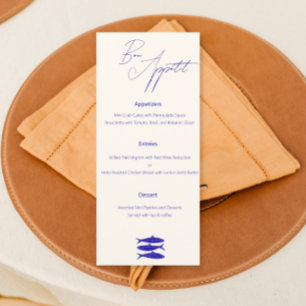 Design de Peixe Azul Menu Casamento Itália