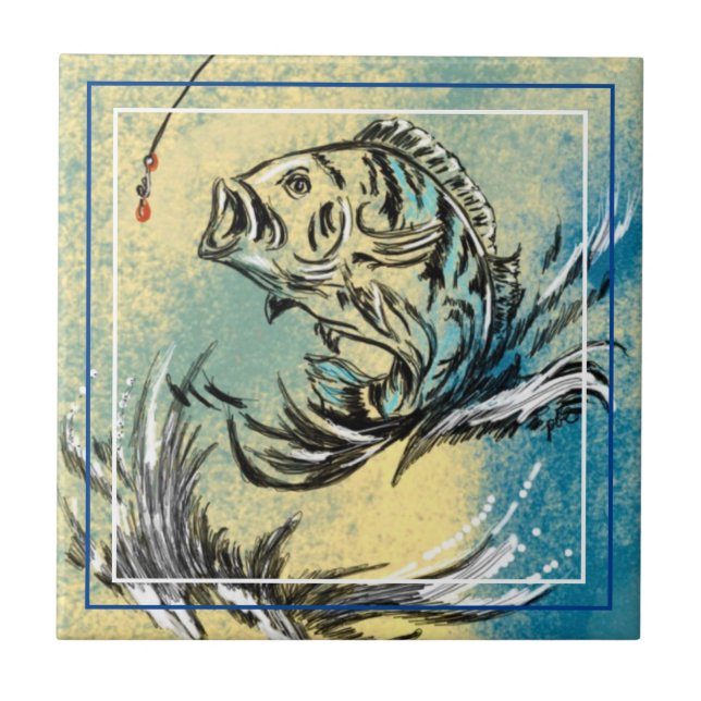 Design de Peixe Azulejo Cerâmica (Frente)