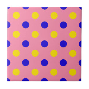 Design de Pontos Polka Azul Rosa Amarelo