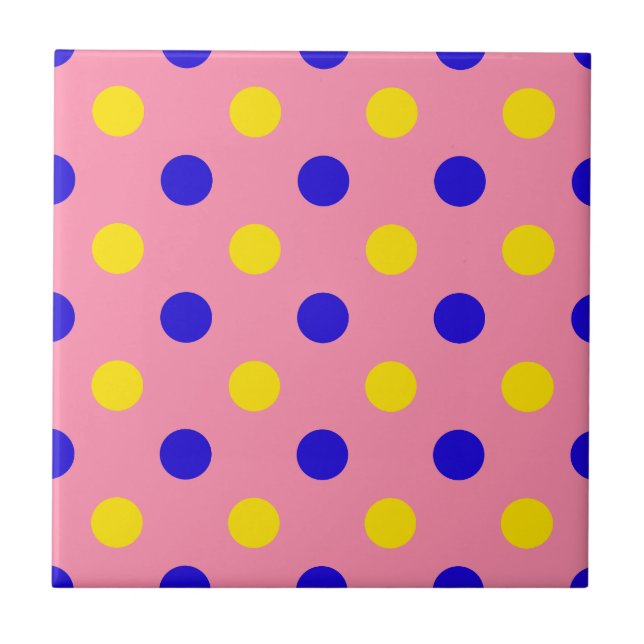 Design de Pontos Polka Azul Rosa Amarelo  (Frente)