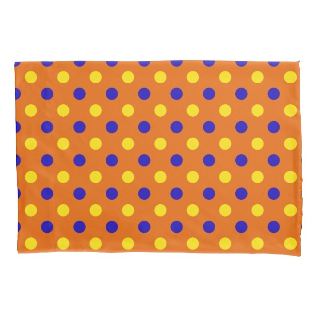Design de Pontos Polka Laranja Azul Amarelo (Frente)