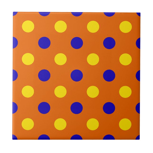 Design de Pontos Polka Laranja Azul Amarelo (Frente)
