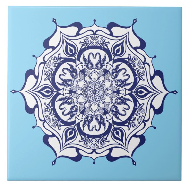 Design de porcelana azul. O que você vê? (Frente)