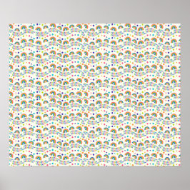 design de pôster colorido apresenta um arco-íris v