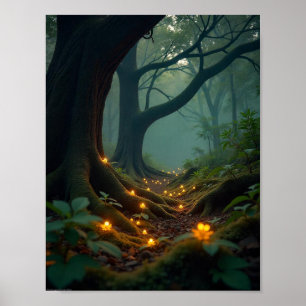 Design de Poster de árvore florestal entonada