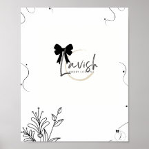 Design de pôster de parede floral com laço assinat