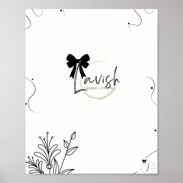 Design de pôster de parede floral com laço assinat (Frente)