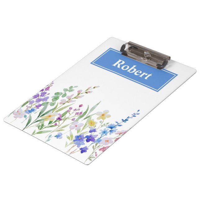 Design de Prancheta com Nome Personalizado e Flora (Inclinado)