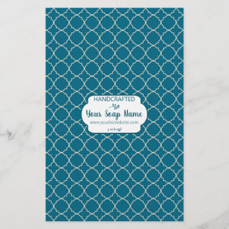 Design de Quatrefoil Azul e Creme Papel Molhado