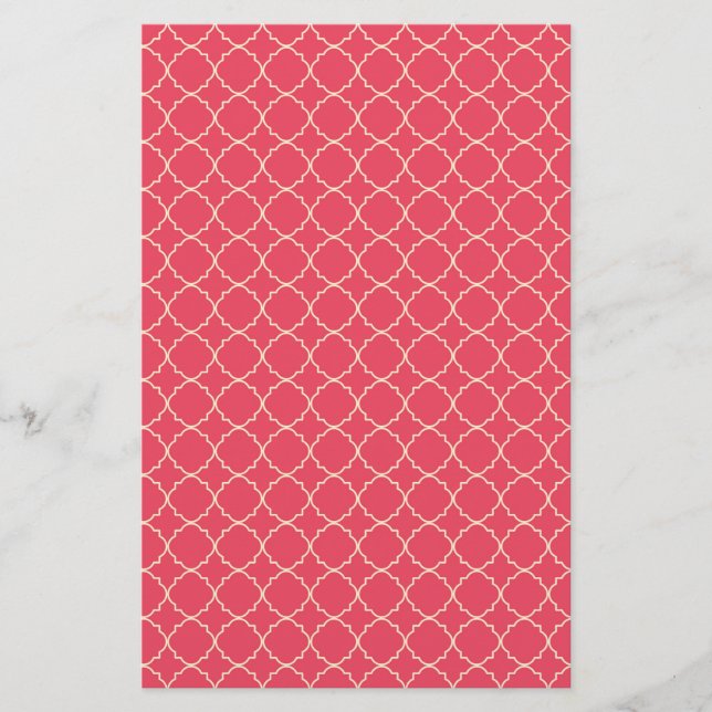 Design de Quatrefoil Vermelho e Creme Papel Molhad (Frente)