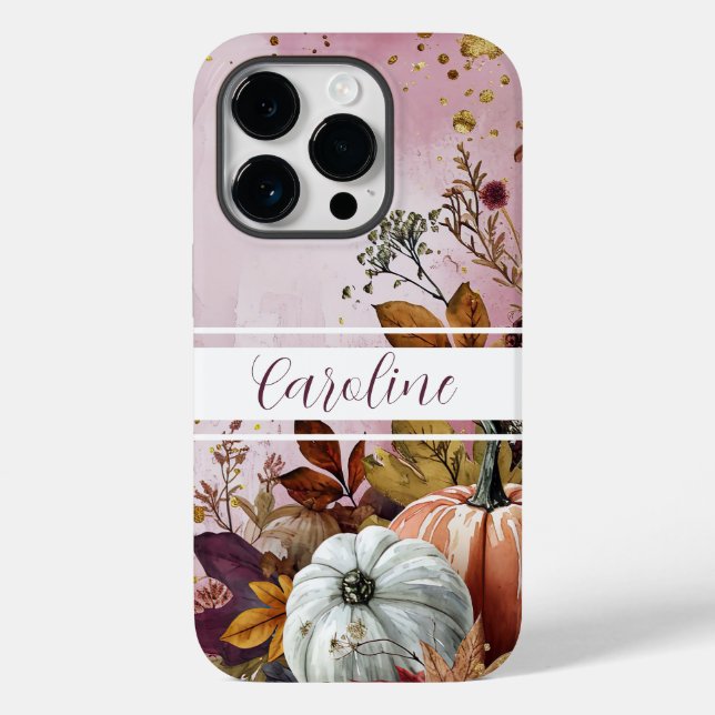 design de queda de abóbora de aquarela com nome (Verso)