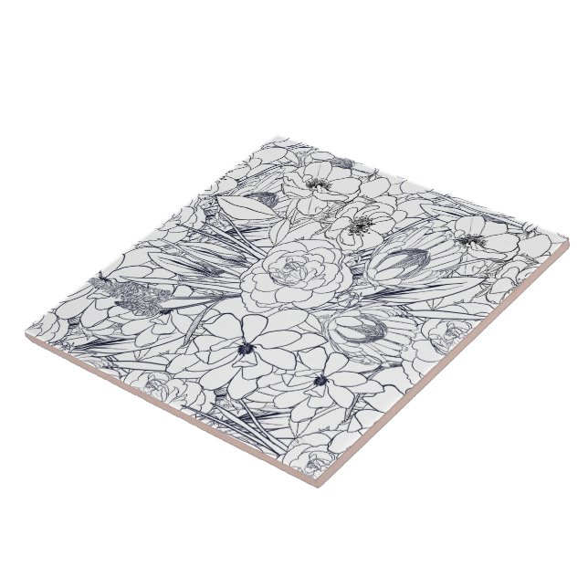 Design de Rapariga Floral Desenhada em Linha Moder (Lateral)