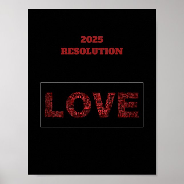 design de RESOLUÇÃO 2025 AMOR Poster vermelho mode (Frente)