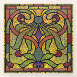 Design de rolagem de vidro manchado em Dourado e v