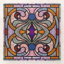 Design de rolagem de vidro manchado em rosa e dama