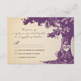design de rsvp de casamento vintage de árvore anti