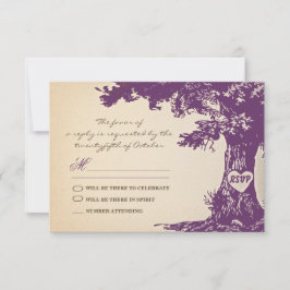 design de rsvp de casamento vintage de árvore anti