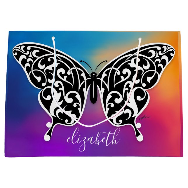 Design de sacola de presente de borboleta elegante (Frente)