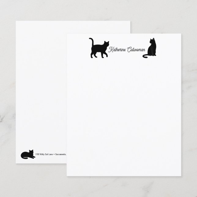 Design de Silhuetas de Animais Fofos - Gatos 1 (Frente/Verso)