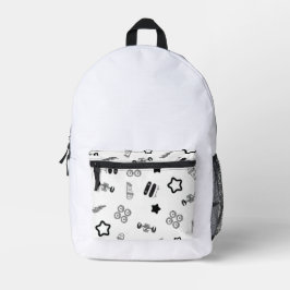 Design de skate de mochila branca e preta
