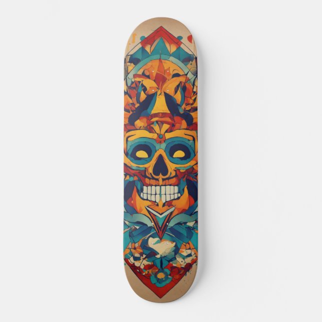 Design de Skateboard com Marca de Caveira Abstrata (Frente)