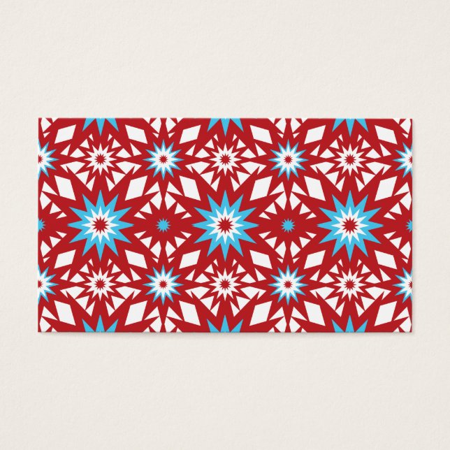 Design de Starburst de Padrão Azul Vermelho e Teal (Frente)