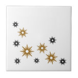 Design de Starburst Dourado e Preto Branco Moderno<br><div class="desc">Médio moderno do século com inspiração de design com ouro retrô antigo e estrelas pretas em um design orgânico sobre fundo leve. Design simples e limpo moderno.</div>