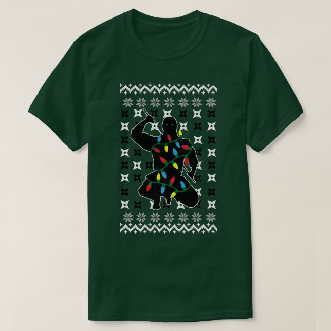 Design de Suéter de Natal Feio de Ninja com Natal (Frente do Design)