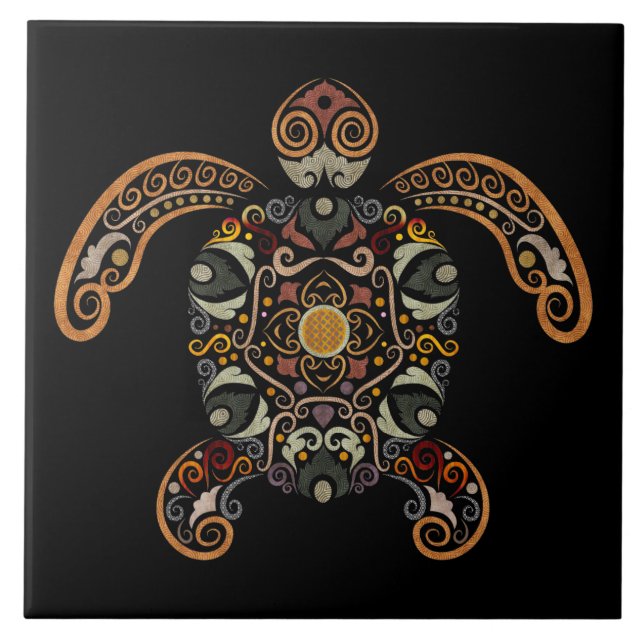 Design de tartaruga vintage colorida (Frente)