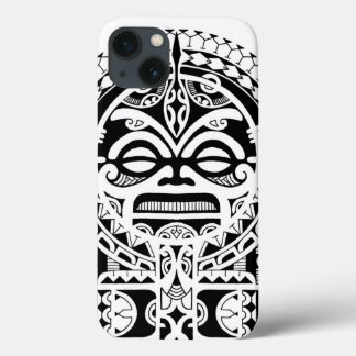 Design de tatuagem tribal polinésia com máscara ti