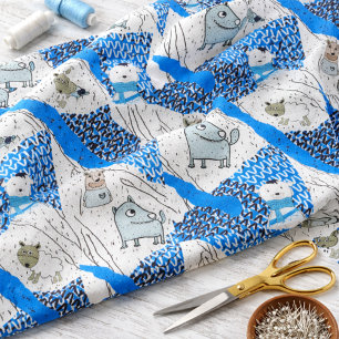 Design de tecido infantil com padrão de animal nór