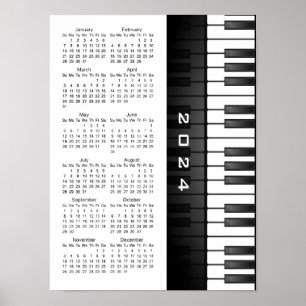 Design de Teclado de Piano Poster de Calendário de