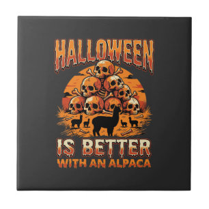 Design de Terror Retro Pilha de Crânio de Alpaca d