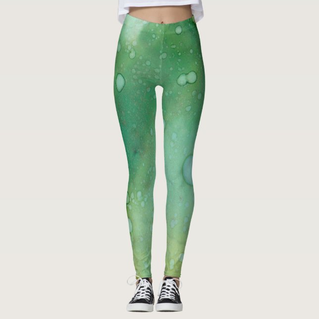 Design de Tinta Verde de Leggings (Frente)