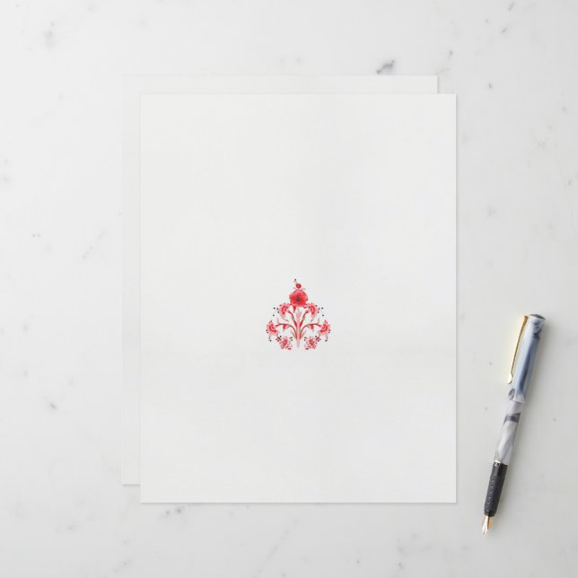 design de uma flor vermelha sobre fundo branco (Frente/Verso In Situ)