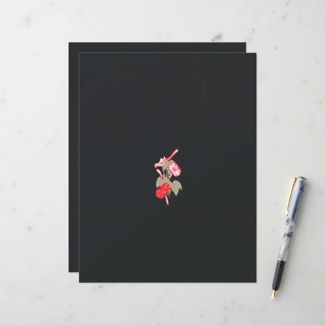 design de uma flor vermelha sobre fundo branco (Frente/Verso In Situ)