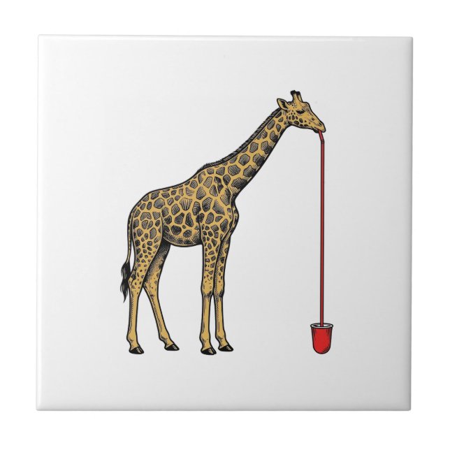 Design de Vetor de Canudo de Bebida de Girafa Vint (Frente)