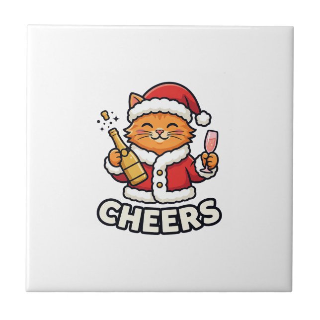 Design de Vetor de Gato de Natal Alegra (Frente)