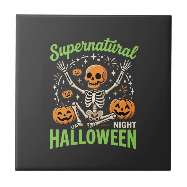 Design de Vetor de Halloween de Esqueleto Sobrenat (Frente)