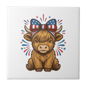 Design de Vetor de Vaca das Terras Altas Patriótic