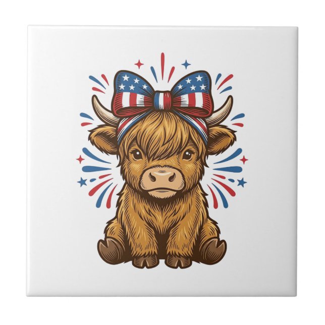Design de Vetor de Vaca das Terras Altas Patriótic (Frente)
