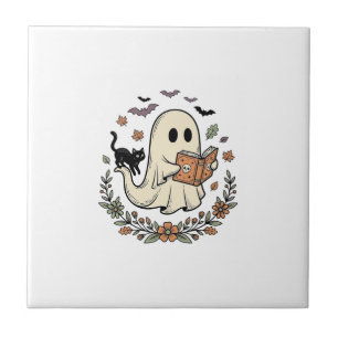 Design de Vetor Floral de Gato Fantasma Vintage de
